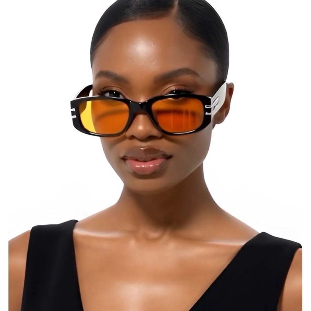 Retro Sunglasses Yellow Lens UV Protection Black Frame Fashion Sun Glasses Gafas